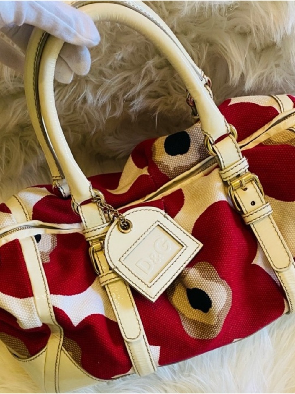 Vintage Dolce & Gabbana Authentic BAG SUSANNE Canvas & Patent Leather Satchel
